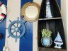 Rustic All Light Blue Decorative Ship Wheel With Palm Tree 18 - 2