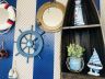 Rustic All Light Blue Decorative Ship Wheel With Sailboat 18 - 2