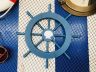 Rustic All Light Blue Decorative Ship Wheel With Seashell 18 - 1