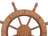 Rustic Wood Finish Decorative Ship Wheel 24 - 3