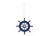 Rustic Dark Blue Decorative Ship Wheel With Seashell Christmas Tree Ornament  6 - 1