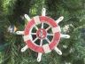 Rustic Red and White Decorative Ship Wheel With Anchor Christmas Tree Ornament 6 - 1
