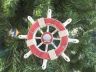 Rustic Red and White Decorative Ship Wheel With Seashell Christmas Tree Ornament  6 - 1