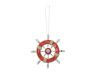 Rustic Red and White Decorative Ship Wheel With Seashell Christmas Tree Ornament  6 - 2