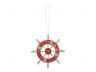 Rustic Red and White Decorative Ship Wheel Christmas Tree Ornament 6 - 1