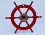 Deluxe Class Red Wood and Chrome Pirate Ship Wheel Clock 24 - 4