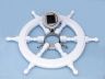 Deluxe Class White Wood and Chrome Pirate Ship Wheel Clock 24 - 6