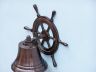 Antique Copper Hanging Ship Wheel Bell 7 - 3