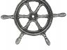 Antique Silver Cast Iron Ship Wheel Trivet 6 - 3