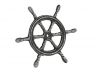 Antique Silver Cast Iron Ship Wheel Trivet 6 - 2