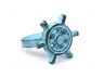 Dark Blue Whitewashed Cast Iron Ship Wheel Napkin Ring 2 - set of 2 - 2