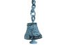 Rustic Dark Blue Whitewashed Cast Iron Bell Key Chain 4 - 1