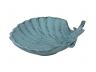 Dark Blue Whitewashed Cast Iron Shell With Starfish Decorative Bowl 6 - 2