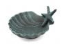 Seaworn Blue Cast Iron Shell With Starfish Decorative Bowl 6 - 3