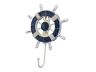 Rustic Dark Blue and White Decorative Ship Wheel with Hook 8 - 5