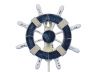 Rustic Dark Blue and White Decorative Ship Wheel with Hook 8 - 4