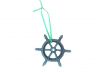 Seaworn Blue Cast Iron Ship Wheel Decorative Christmas Ornament 4  - 2