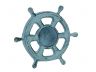 Dark Blue Whitewashed Cast Iron Ship Wheel Decorative Tealight Holder 5.5 - 2