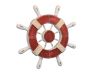 Rustic Red and White Decorative Ship Wheel 9 - 5