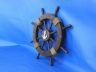 Rustic Wood Finish Decorative Ship Wheel with Anchor 18 - 5