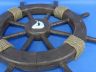 Rustic Wood Finish Decorative Ship Wheel with Sailboat 18 - 3