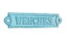 Rustic Light Blue Whitewashed Cast Iron Wenches Sign 6 - 3