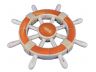 Rustic Orange and White Decorative Ship Wheel 12 - 1