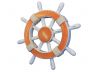 Rustic Orange and White Decorative Ship Wheel 12 - 2