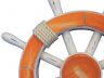 Rustic Orange And White Decorative Ship Wheel With Seagull 12 - 1