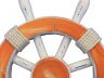 Rustic Orange And White Decorative Ship Wheel With Seashell 12 - 1