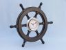 Deluxe Class Wood and Chrome Pirate Ship Wheel Clock 18 - 8