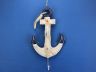 Wooden Rustic Blue-White Anchor w- Hook Rope and Shells 13 - 10