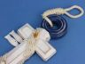 Wooden Rustic Blue-White Anchor w- Hook Rope and Shells 13 - 3