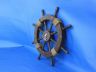 Rustic Wood Finish Decorative Ship Wheel with Seagull and Lifering 18 - 4