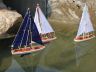 Wooden It Floats 12 - Blue Floating Sailboat Model with Blue Sails - 7