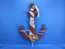 Wooden Rustic Decorative Red Anchor w- Hook Rope and Shells 24 - 12