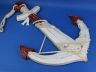Wooden Rustic Red-White Decorative Anchor w- Hook Rope and Shells 24 - 3