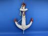 Wooden Rustic Red-White Decorative Anchor w- Hook Rope and Shells 24 - 1