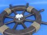 Rustic Wood Finish Decorative Ship Wheel with Palm Tree 18 - 3