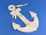 Wooden Rustic Whitewashed Anchor w- Hook Rope and Shells 13 - 9