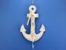 Wooden Rustic Whitewashed Anchor w- Hook Rope and Shells 13 - 12