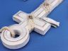 Wooden Rustic Whitewashed Anchor w- Hook Rope and Shells 13 - 7
