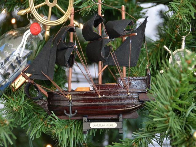 Pirate On Treasure Chest Personalized Christmas Tree Ornament 
