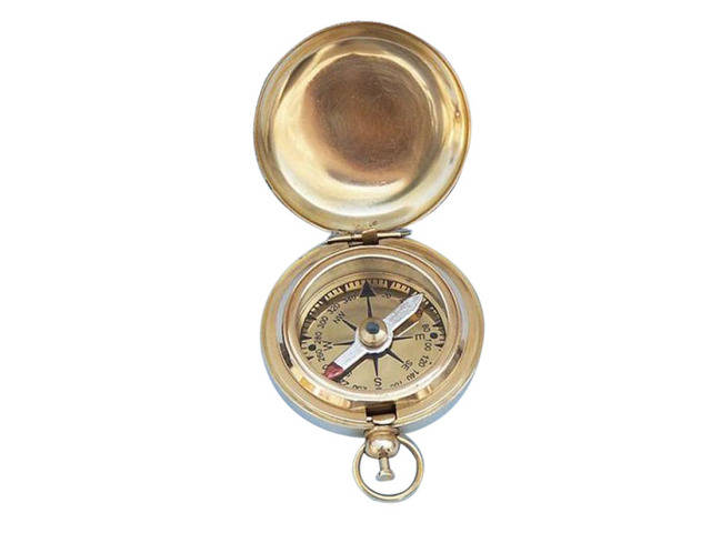 Solid Brass Scouts Push Button Compass 2