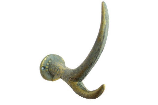 Antique Seaworn Bronze Cast Iron Antler Hook 5