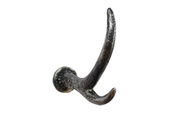 Rustic Silver Cast Iron Antler Hook 5