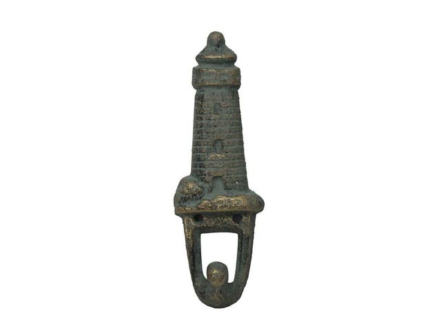 Antique Seaworn Bronze Cast Iron Wall Mounted Lighthouse Hook 6