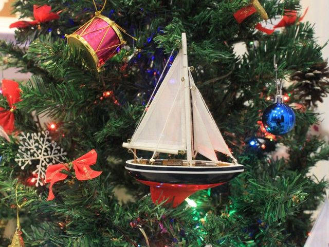 Wooden Endeavour Model Sailboat Christmas Ornament 9