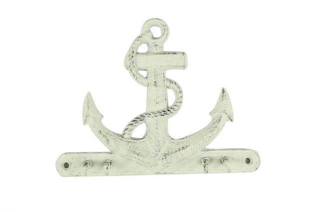 Whitewashed Cast Iron Anchor With Hook 8