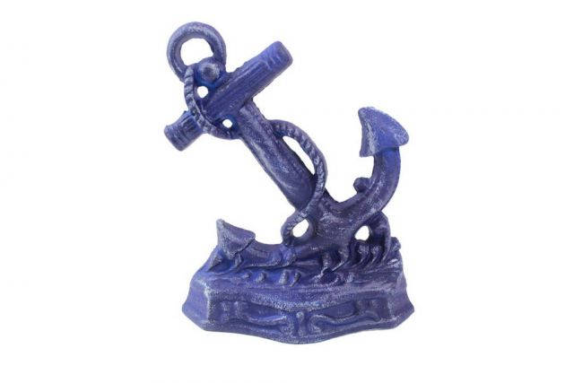 Rustic Dark Blue Cast Iron Anchor Door Stopper 8